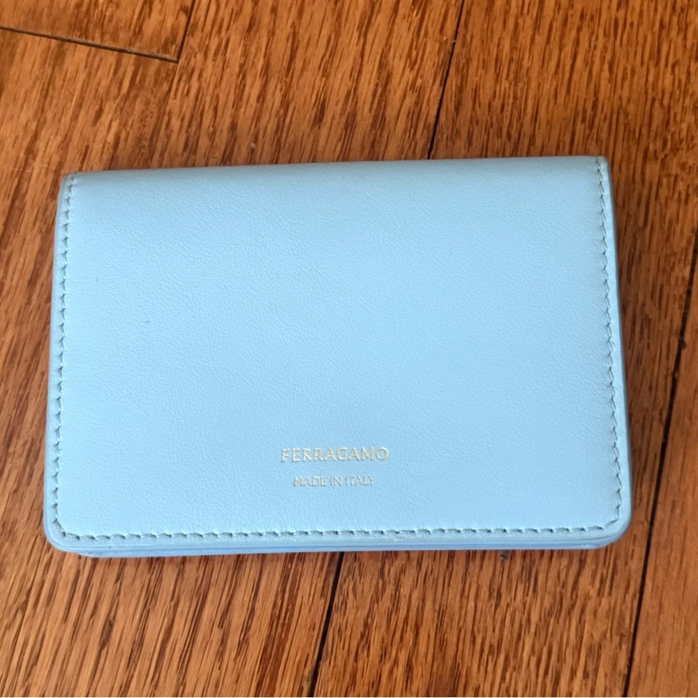 Salvatore Ferragamo Light Blue Leather Card Case